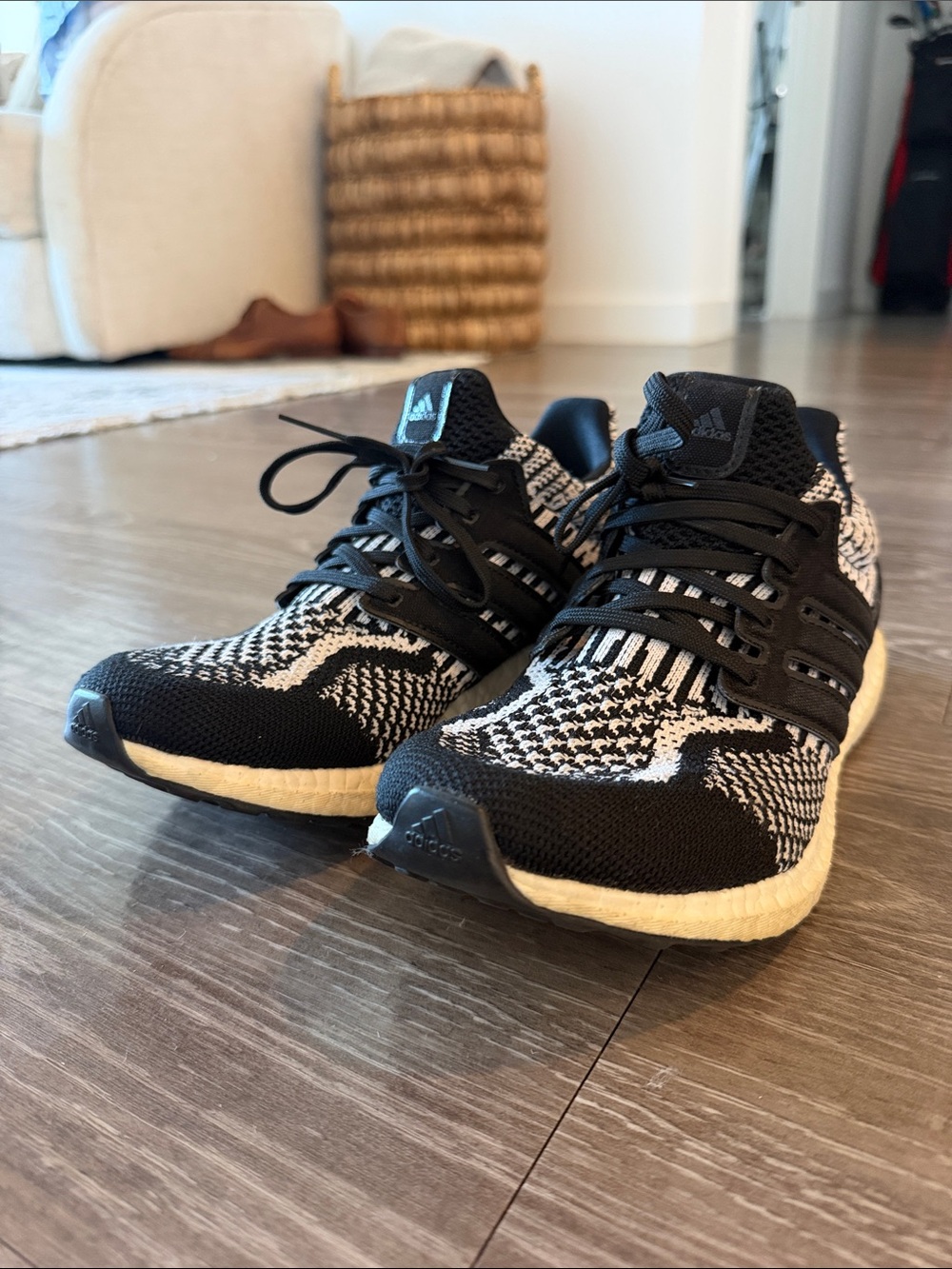 adidas Women’s Black & White Knit Running Sneakers
